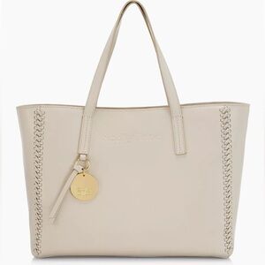 See by Chloé Tilda Leather Braided Tote In Cement Beige